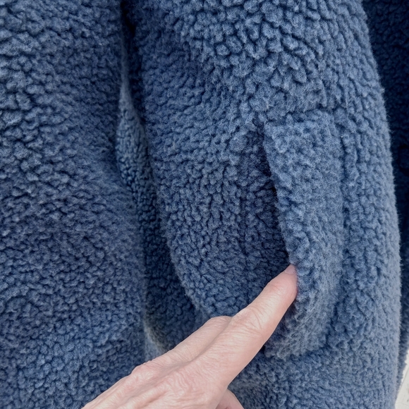 STOOSH Teddy Sherpa Coat Long Pockets Cozy Oversized Lined Jacket Blue Size M - Picture 4 of 10